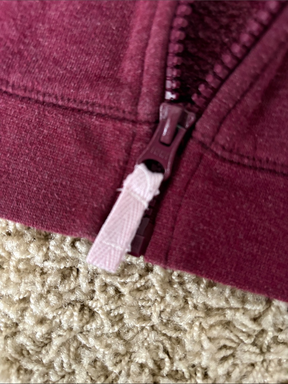 Cat & Jack Maroon Hoodie with Pink Sleeve Panels and Black Leggings - Picture 5 of 9